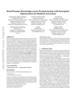 KnowPrompt: Knowledge-aware Prompt-tuning with Synergistic Optimization
  for Relation Extraction