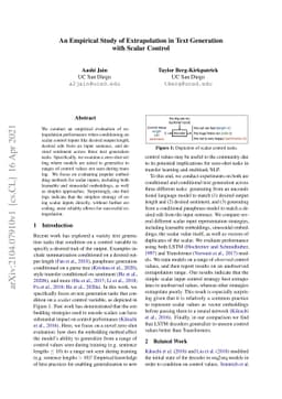 An Empirical Study of Extrapolation in Text Generation with Scalar
  Control