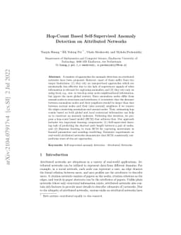 Hop-Count Based Self-Supervised Anomaly Detection on Attributed Networks