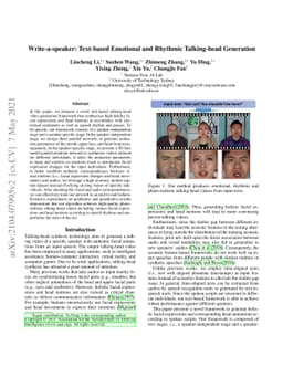 Write-a-speaker: Text-based Emotional and Rhythmic Talking-head
  Generation