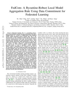 FedCom: A Byzantine-Robust Local Model Aggregation Rule Using Data
  Commitment for Federated Learning