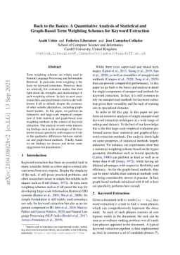 Back to the Basics: A Quantitative Analysis of Statistical and
  Graph-Based Term Weighting Schemes for Keyword Extraction