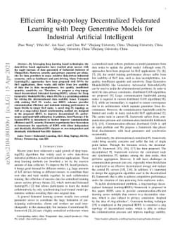 Efficient Ring-topology Decentralized Federated Learning with Deep
  Generative Models for Industrial Artificial Intelligent
