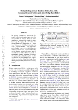 Distantly Supervised Relation Extraction with Sentence Reconstruction
  and Knowledge Base Priors