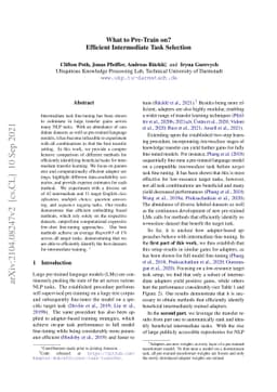 What to Pre-Train on? Efficient Intermediate Task Selection