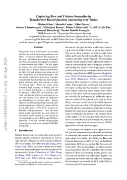 Capturing Row and Column Semantics in Transformer Based Question
  Answering over Tables