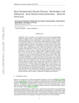 Self-Supervised Graph Neural Networks for Improved
  Electroencephalographic Seizure Analysis