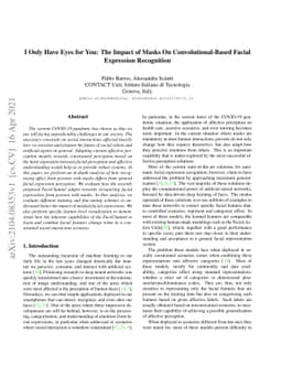 I Only Have Eyes for You: The Impact of Masks On Convolutional-Based
  Facial Expression Recognition