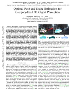 Optimal Pose and Shape Estimation for Category-level 3D Object
  Perception
