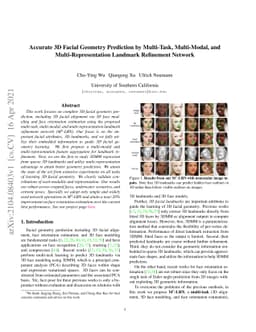 Accurate 3D Facial Geometry Prediction by Multi-Task, Multi-Modal, and
  Multi-Representation Landmark Refinement Network