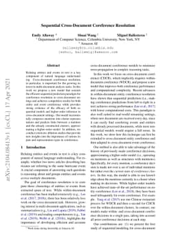 Sequential Cross-Document Coreference Resolution