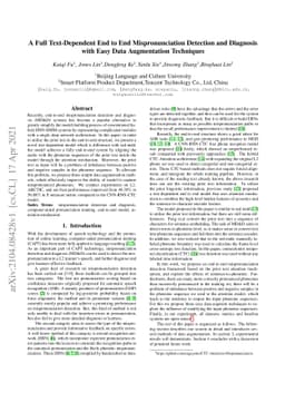 A Full Text-Dependent End to End Mispronunciation Detection and
  Diagnosis with Easy Data Augmentation Techniques