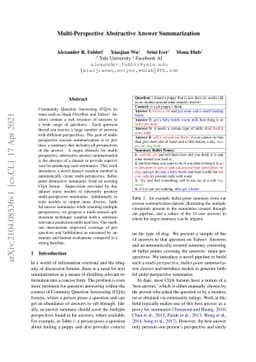 Multi-Perspective Abstractive Answer Summarization