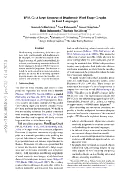 DWUG: A large Resource of Diachronic Word Usage Graphs in Four Languages