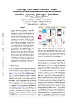 Mobile App Tasks with Iterative Feedback (MoTIF): Addressing Task
  Feasibility in Interactive Visual Environments