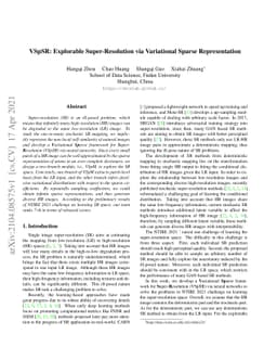 VSpSR: Explorable Super-Resolution via Variational Sparse Representation