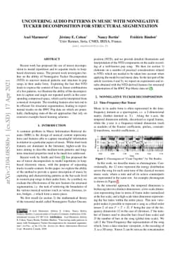 Uncovering audio patterns in music with Nonnegative Tucker Decomposition
  for structural segmentation