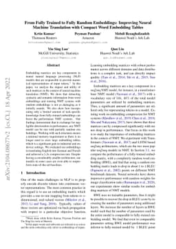 From Fully Trained to Fully Random Embeddings: Improving Neural Machine
  Translation with Compact Word Embedding Tables