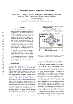 Knowledge Neurons in Pretrained Transformers