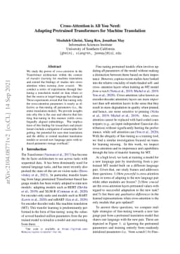 Cross-Attention is All You Need: Adapting Pretrained Transformers for
  Machine Translation