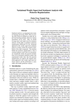 Variational Weakly Supervised Sentiment Analysis with Posterior
  Regularization