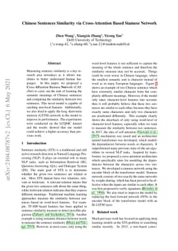 Chinese Sentences Similarity via Cross-Attention Based Siamese Network