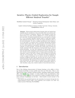 Intuitive Physics Guided Exploration for Sample Efficient Sim2real
  Transfer