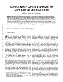 MonoGRNet: A General Framework for Monocular 3D Object Detection
