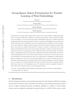 Group-Sparse Matrix Factorization for Transfer Learning of Word
  Embeddings