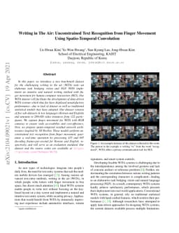 Writing in The Air: Unconstrained Text Recognition from Finger Movement
  Using Spatio-Temporal Convolution