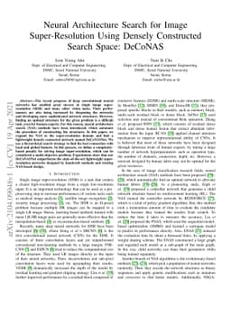 Neural Architecture Search for Image Super-Resolution Using Densely
  Constructed Search Space: DeCoNAS