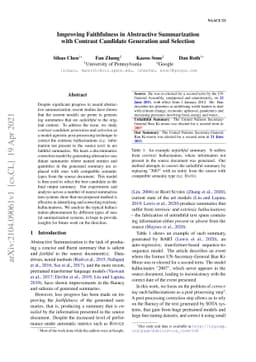 Improving Faithfulness in Abstractive Summarization with Contrast
  Candidate Generation and Selection