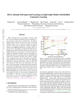 DisCo: Remedy Self-supervised Learning on Lightweight Models with
  Distilled Contrastive Learning