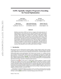 SAPE: Spatially-Adaptive Progressive Encoding for Neural Optimization