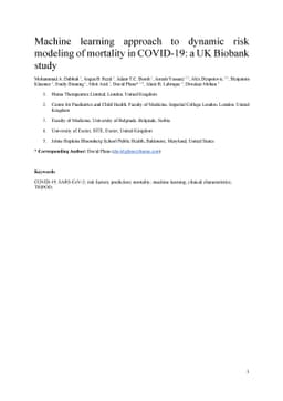 Machine learning approach to dynamic risk modeling of mortality in
  COVID-19: a UK Biobank study