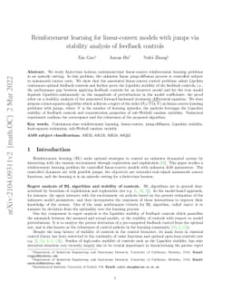 Reinforcement learning for linear-convex models with jumps via stability
  analysis of feedback controls
