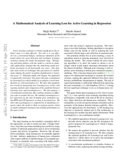 A Mathematical Analysis of Learning Loss for Active Learning in
  Regression