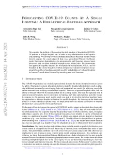 Forecasting COVID-19 Counts At A Single Hospital: A Hierarchical
  Bayesian Approach