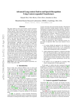Advanced Long-context End-to-end Speech Recognition Using
  Context-expanded Transformers