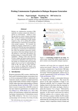Probing Commonsense Explanation in Dialogue Response Generation