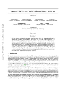Manipulating SGD with Data Ordering Attacks