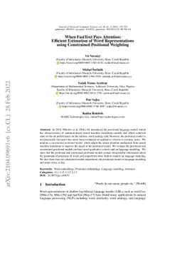 When FastText Pays Attention: Efficient Estimation of Word
  Representations using Constrained Positional Weighting