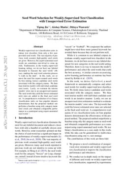 Seed Word Selection for Weakly-Supervised Text Classification with
  Unsupervised Error Estimation