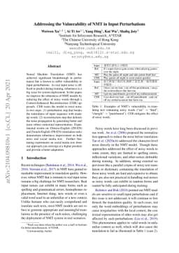 Addressing the Vulnerability of NMT in Input Perturbations