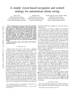 A simple vision-based navigation and control strategy for autonomous
  drone racing