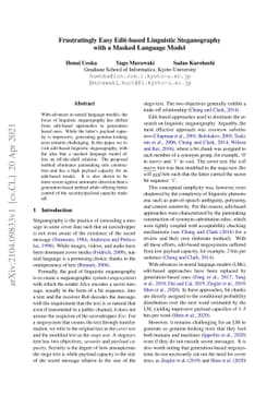 Frustratingly Easy Edit-based Linguistic Steganography with a Masked
  Language Model