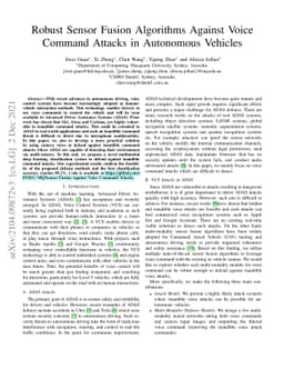 Robust Sensor Fusion Algorithms Against Voice Command Attacks in
  Autonomous Vehicles