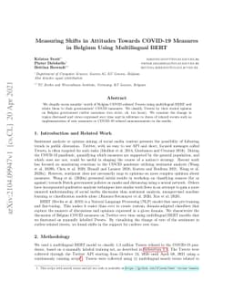 Measuring Shifts in Attitudes Towards COVID-19 Measures in Belgium Using
  Multilingual BERT