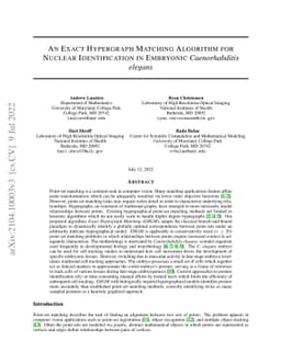 An Exact Hypergraph Matching Algorithm for Nuclear Identification in
  Embryonic Caenorhabditis elegans