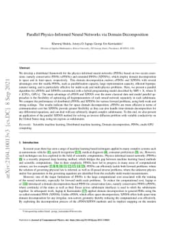 Parallel Physics-Informed Neural Networks via Domain Decomposition